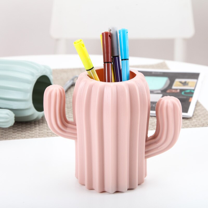 Pen holder creative student stationery Desktop cactus desk multifunction storage box PE Pen container brush pot office supplies