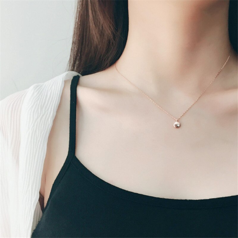 OBEAR Silver Plated Golden Silver Lucky Pendant Necklace Simple Wild Charm Collar for Women Party Jewelry Gifts