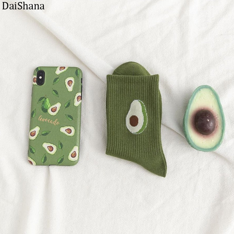 Cartoon Fruit Embroidered Socks - 1 Pair - Little Eudora
