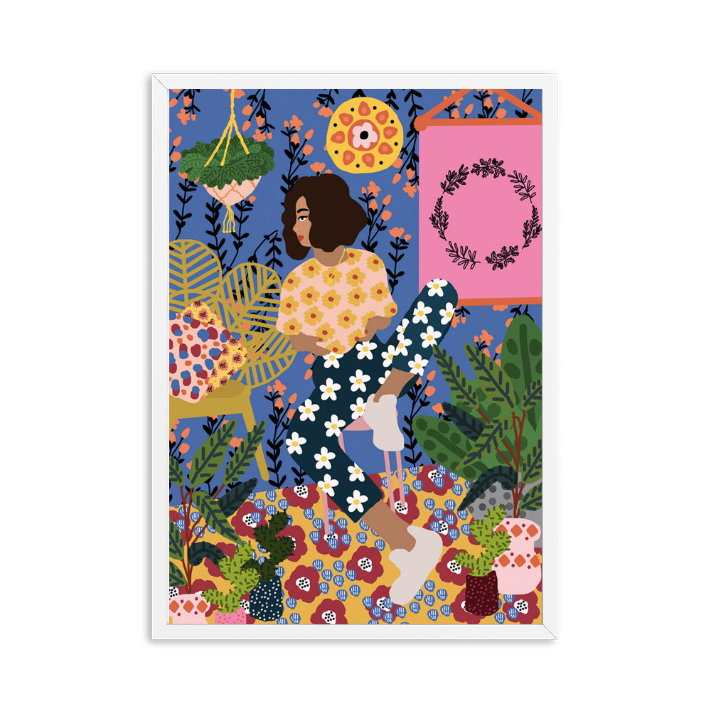 Abstract Girl Hair Flower Fashion Wall Art - Little Eudora
