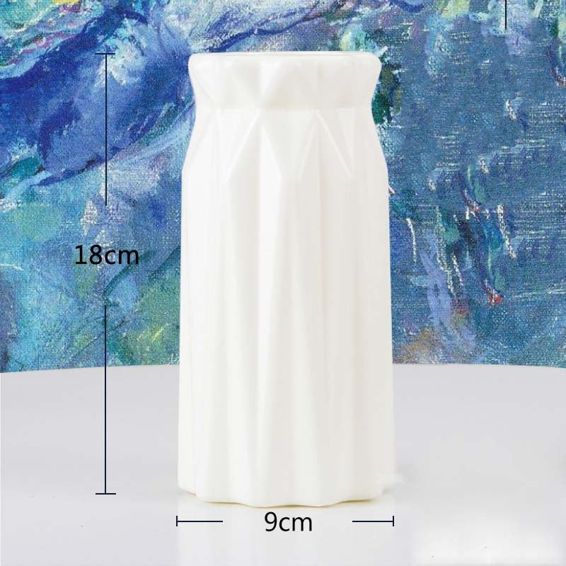 Origami Plastic Vase Milky White Ceramic Flower Pot Fl - Little Eudora