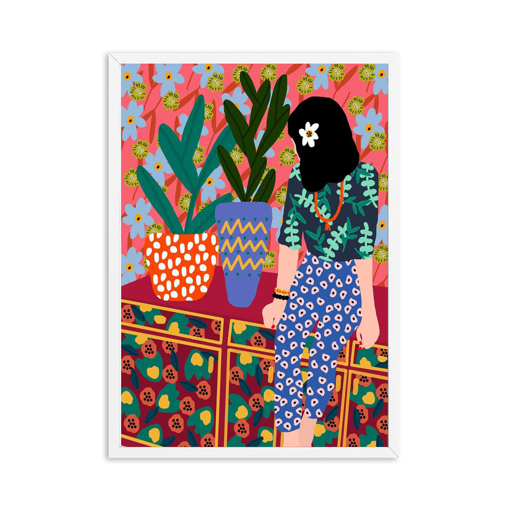 Abstract Girl Hair Flower Fashion Wall Art - Little Eudora