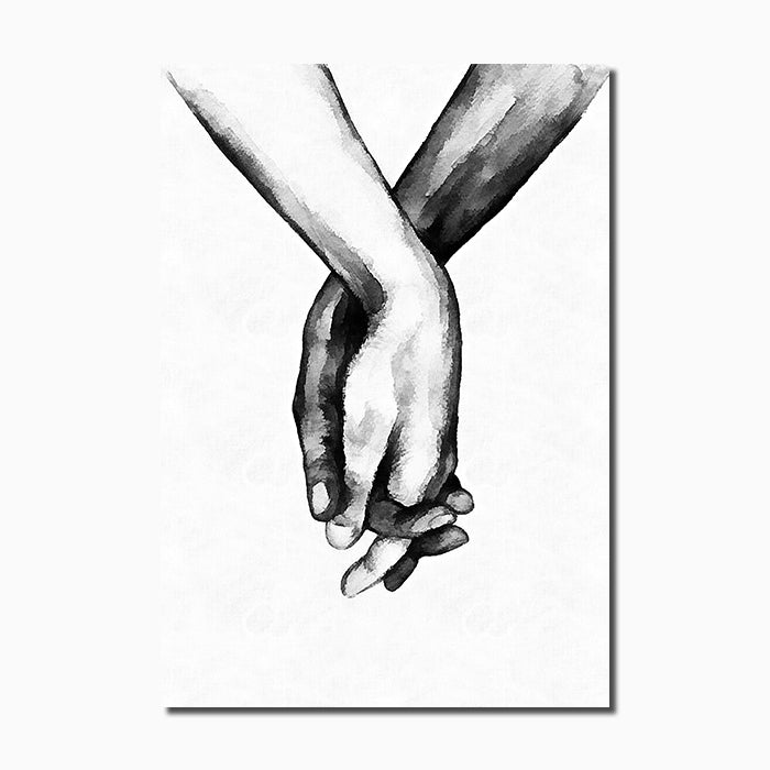 Black And White Holding Hands Wall Art - Little Eudora