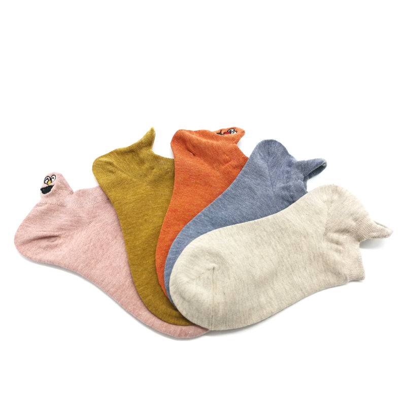 Embroidered Expression Women Socks - 5 Pairs - Little Eudora