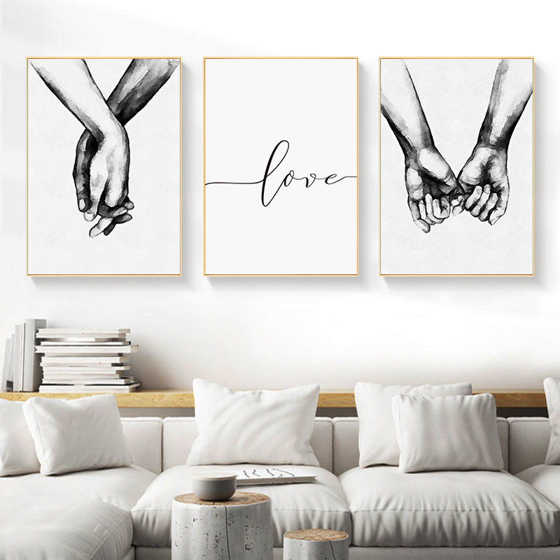 Black And White Holding Hands Wall Art - Little Eudora