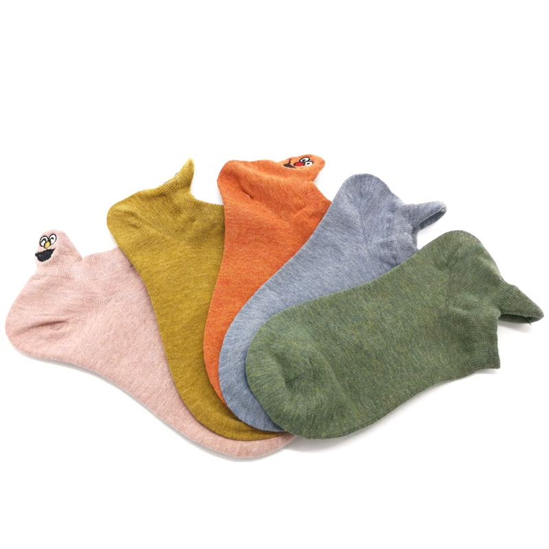 Embroidered Expression Women Socks - 5 Pairs - Little Eudora