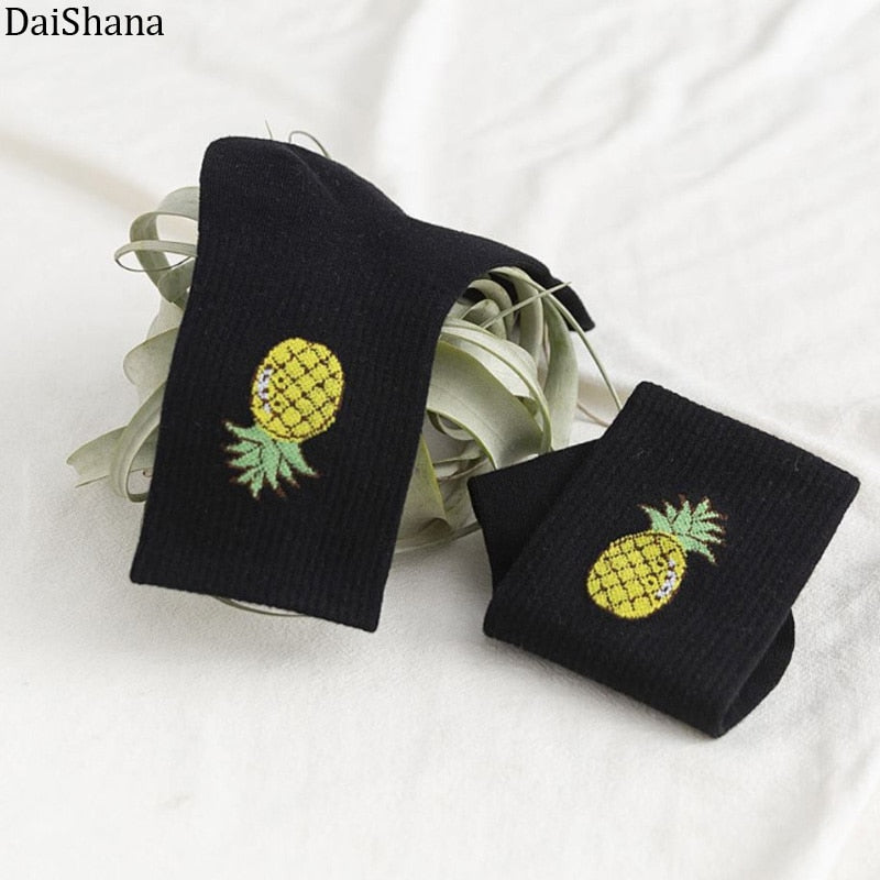 Cartoon Fruit Embroidered Socks - 1 Pair - Little Eudora