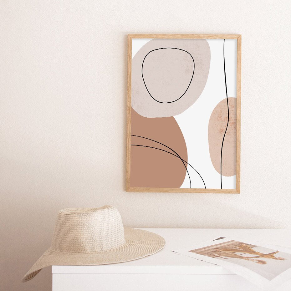 Abstract Geometric Brush Beige Boho Wall Art - Little Eudora