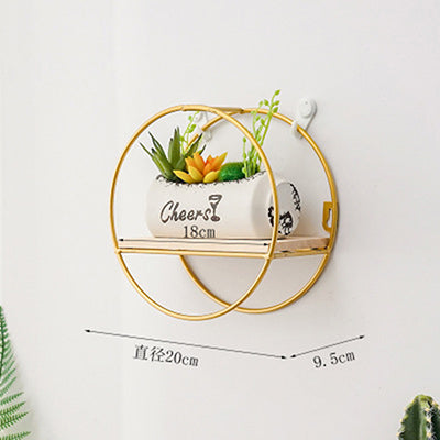 Nordic Style Metal Decorative Shelf round Hexagon - Little Eudora