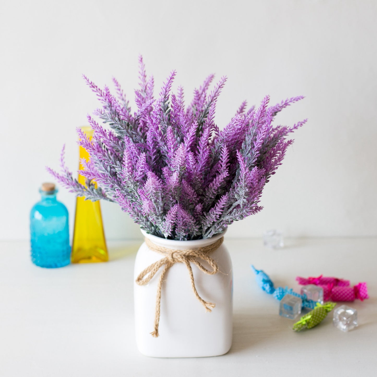 1 Bundle Romantic Provence Lavender Wedding Decorative Flower Vase for Home Decor Artificial Flowers Grain Christmas Fake Plant