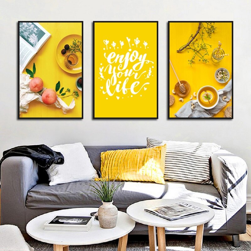 Yellow Theme Modern Nutrition Breakfast Wall Art - Little Eudora