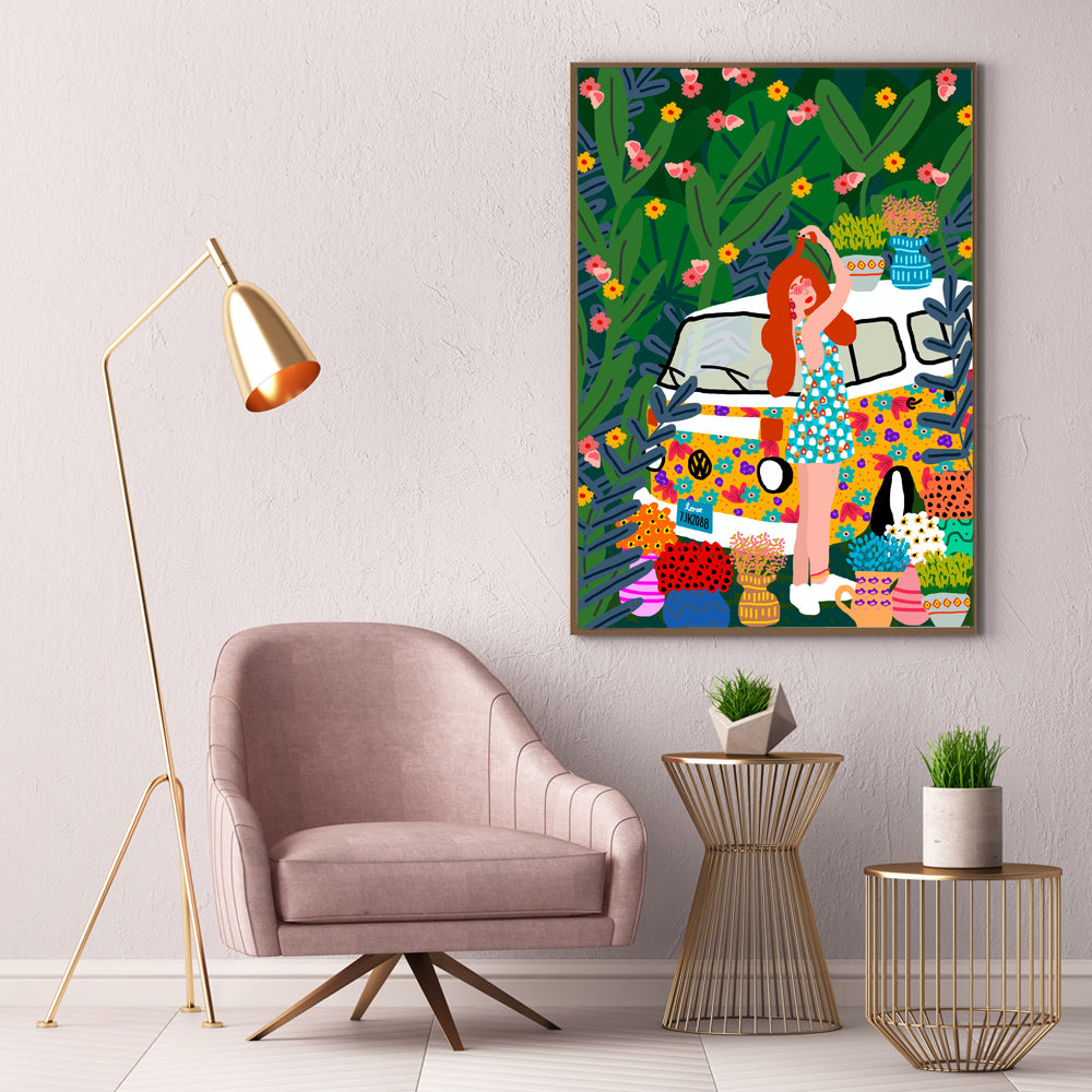 Abstract Girl Hair Flower Fashion Wall Art - Little Eudora