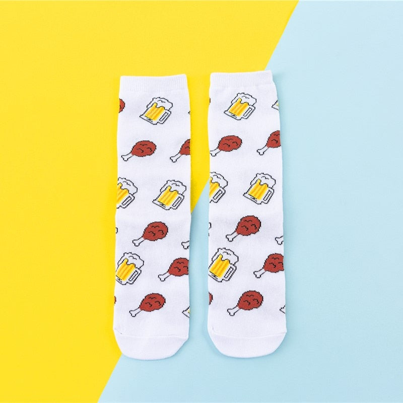 Cartoon Fruit Banana Avocado Lemon Egg Cookie Socks - Little Eudora