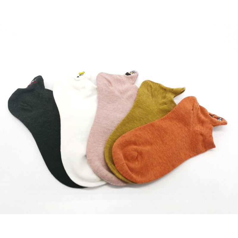 Embroidered Expression Women Socks - 5 Pairs - Little Eudora