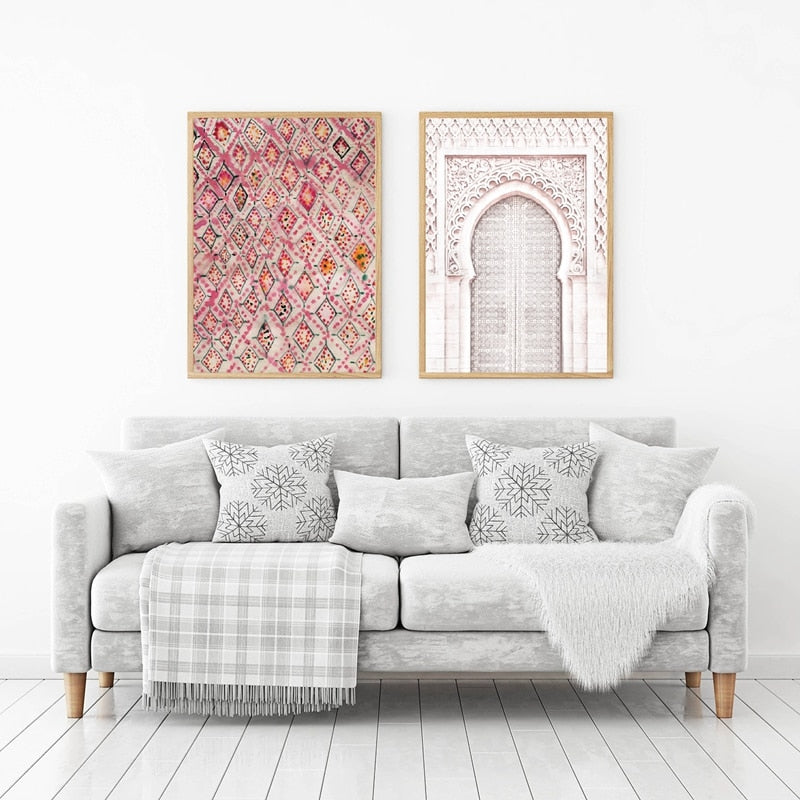 Vintage Pink Rug Art Prints Boho Wall Decor - Little Eudora