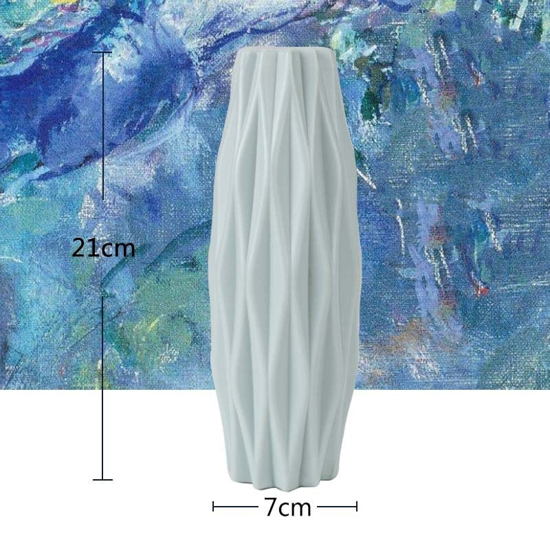 Origami Plastic Vase Milky White Ceramic Flower Pot Fl - Little Eudora