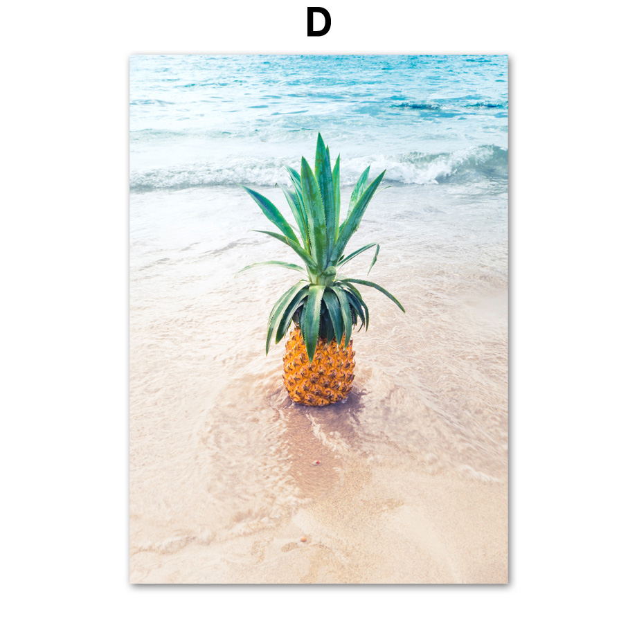 Beach Palm Tree Pineapple Ocean Wall Art - Little Eudora