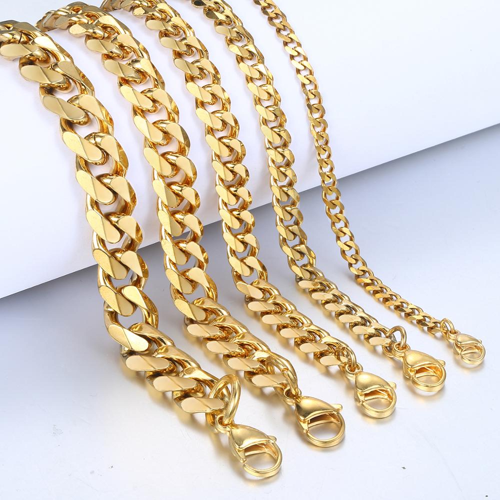 3-11mm Men's Bracelet Black Stainless Steel Cuban link Chain Bracelets Male Jewelry Wholesale Gifts 7-11" KBB4