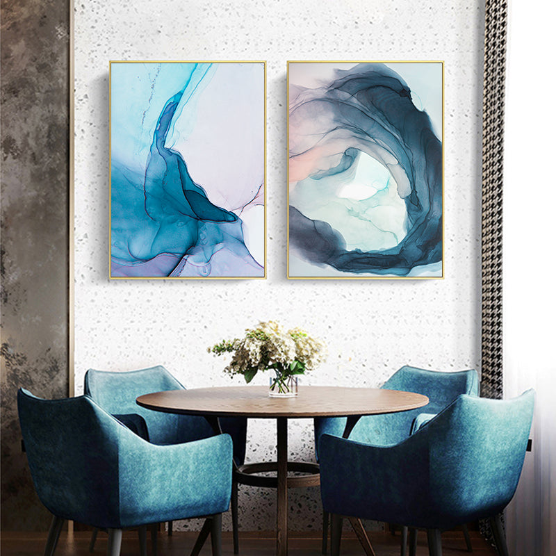 Watercolor Blue Ink Bloom Modern - Little Eudora