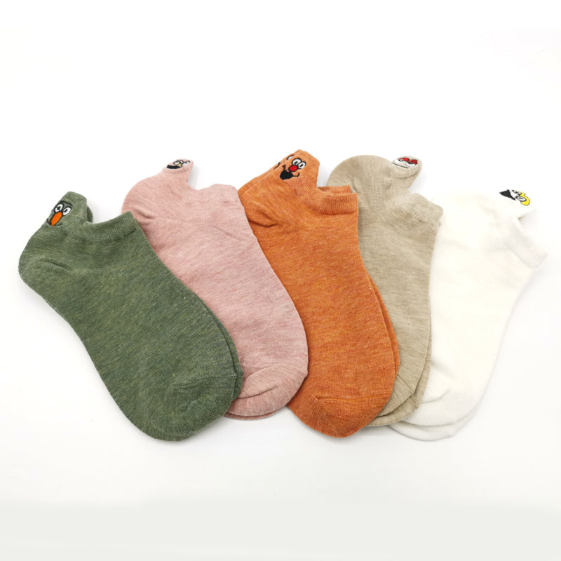 Embroidered Expression Women Socks - 5 Pairs - Little Eudora