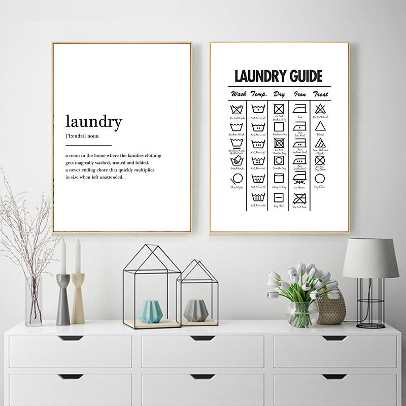 Laundry Today Room Wall Decor Laundry Symbols Guide Art Canvas Painting Print Poster Laundry Room Wall Picture Decoration YX138
