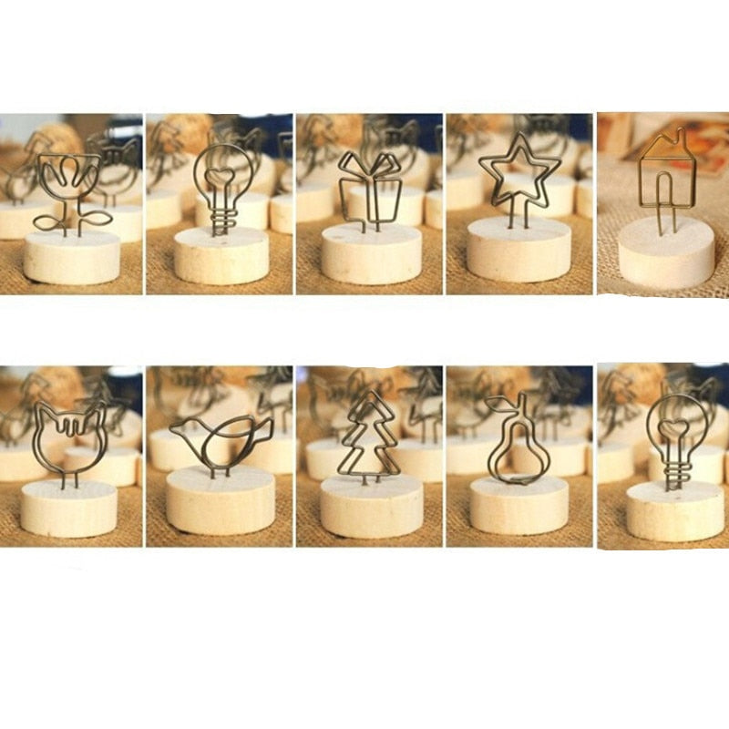 4CM Creative Round Wooden Iron Photo Clip Memo Name Card Pendant Furnishing Articles Picture Frame DIY Family Photo Decoration