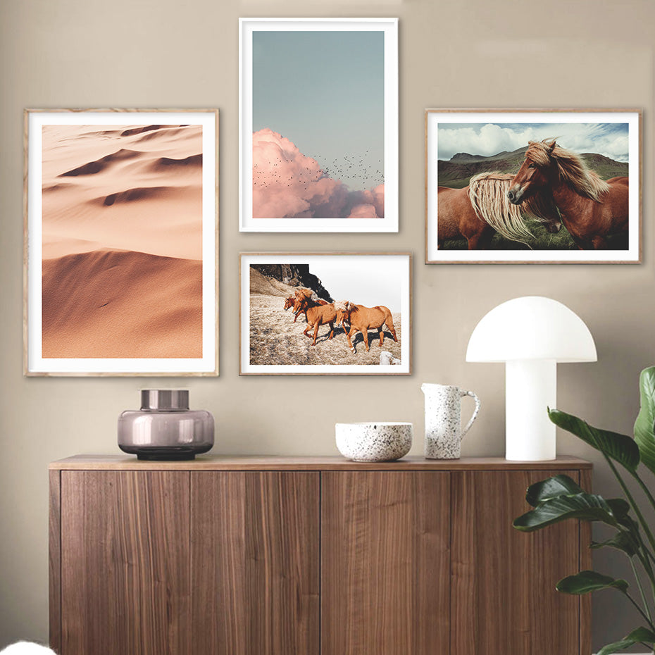 Bohemian Minimal Style Horses Wall Art - Little Eudora