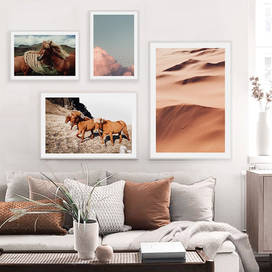 Bohemian Minimal Style Horses Wall Art - Little Eudora