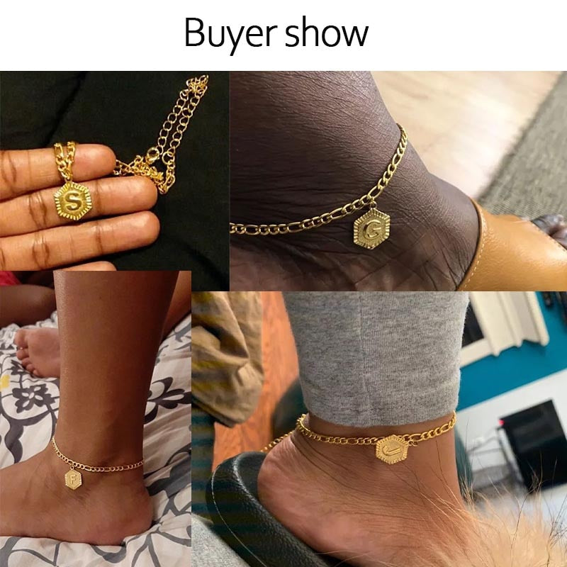 Ankle Bracelet for Women Bulk Gold Initial Stainless Steel Letter Leg Bracelet Ankle Bracelet A-Z Alphabet Anklet Leg Bracelet