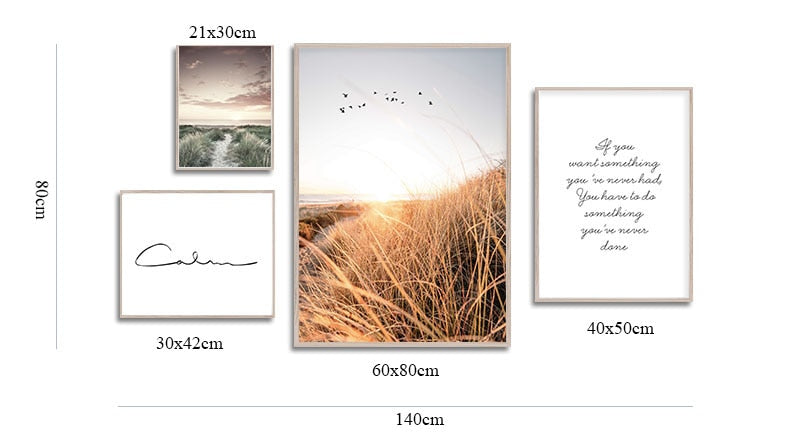 Grass Field Sunset Wall Art