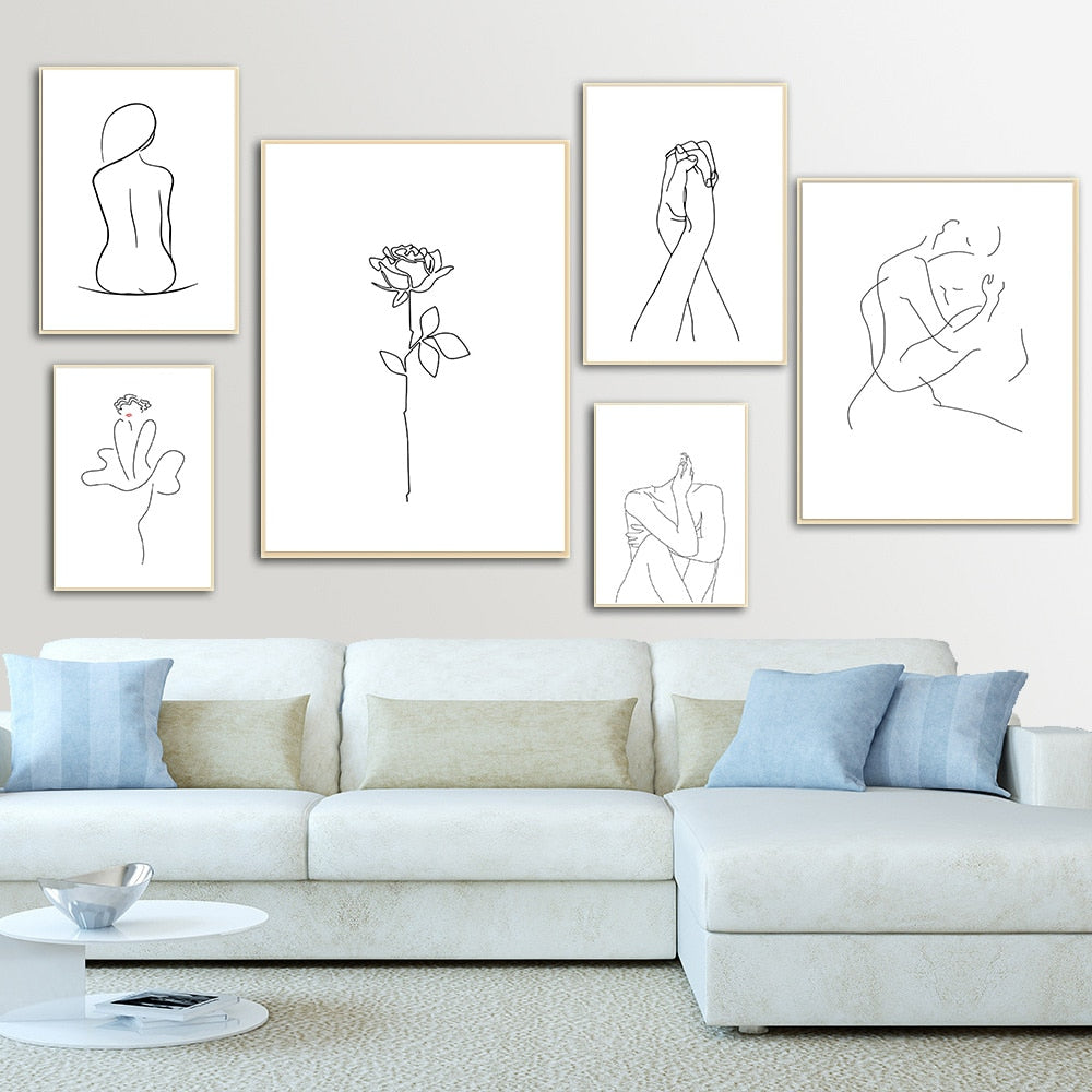 Abstract Lady Line Drawing Wall Art