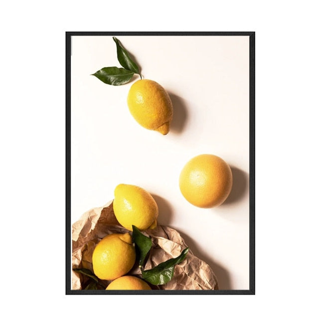 Green Leaf Fruit Poster Quotes Nordic Cocktail Wall Art