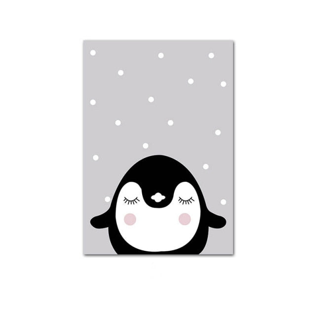 Cute Cartoon Baby Animal Penguin Monkey Nursery