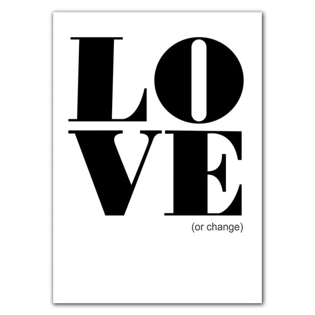 Black White Love Smile Quote Motivational Wall Art