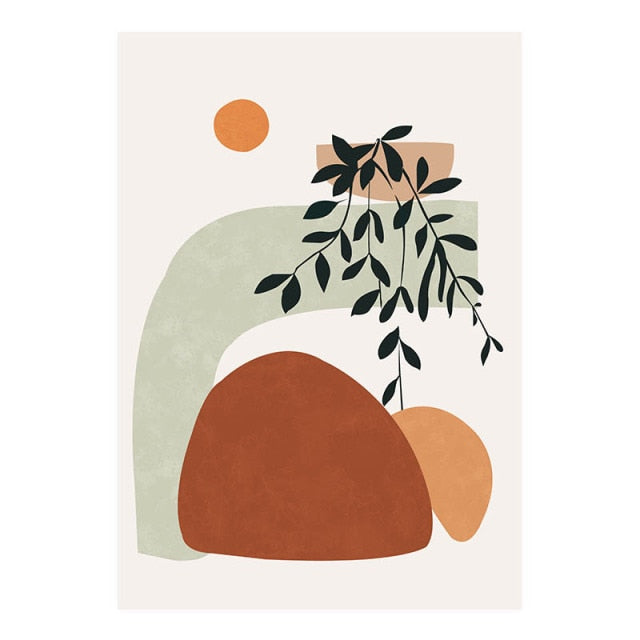 Modern Abstract Boho Style Leaves