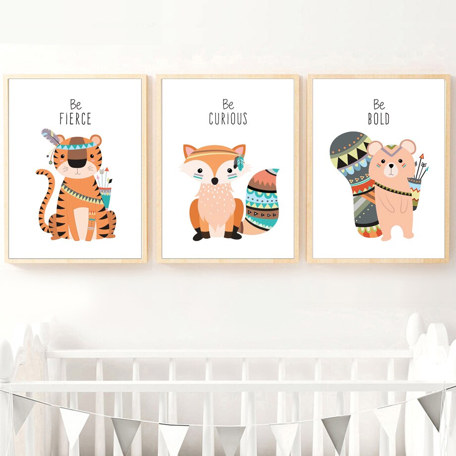 Deer Fox Bear Zebra Panda Owl Lion Wall Art