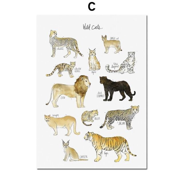 Dinosaur Lion Fox Deer Animal Wall Art