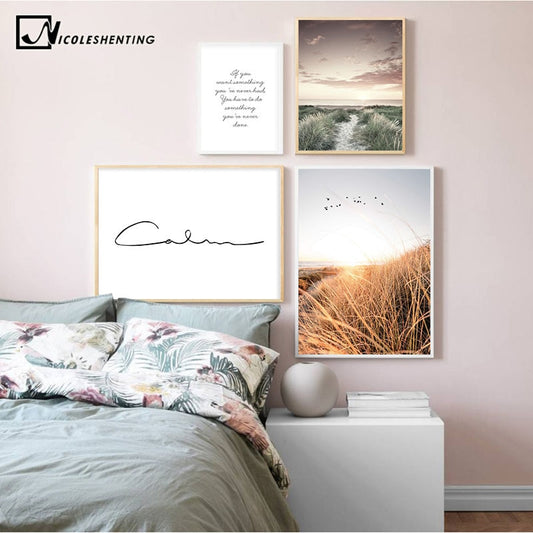 Grass Field Sunset Wall Art