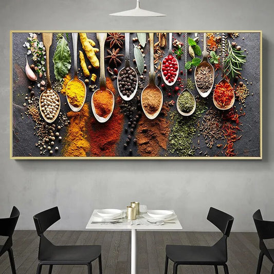 Rustic Kitchen Wall Art - Grain and Spice Spoon Decorative Painting