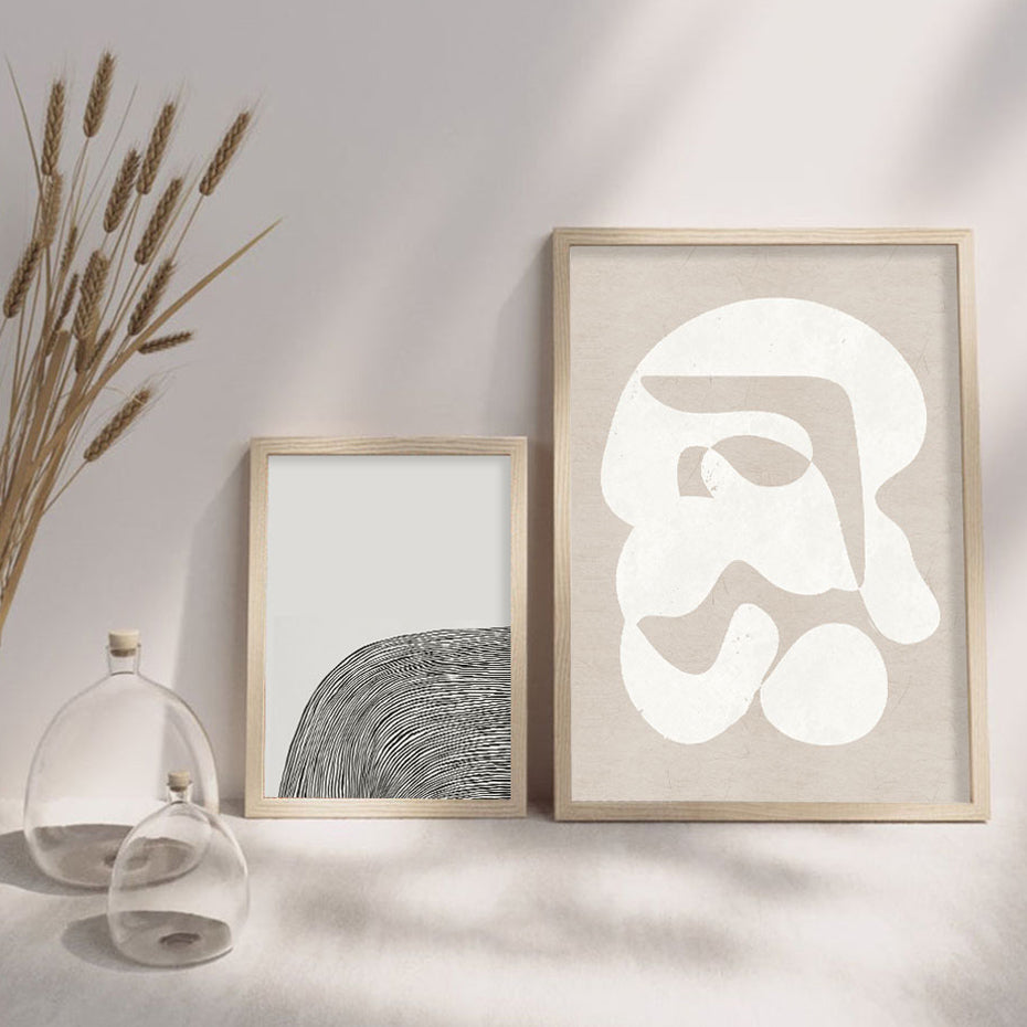 Beige Trendy Colors Minimalist Line Wall Art - Little Eudora