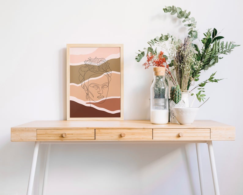 Boho line face Wall Art - Little Eudora
