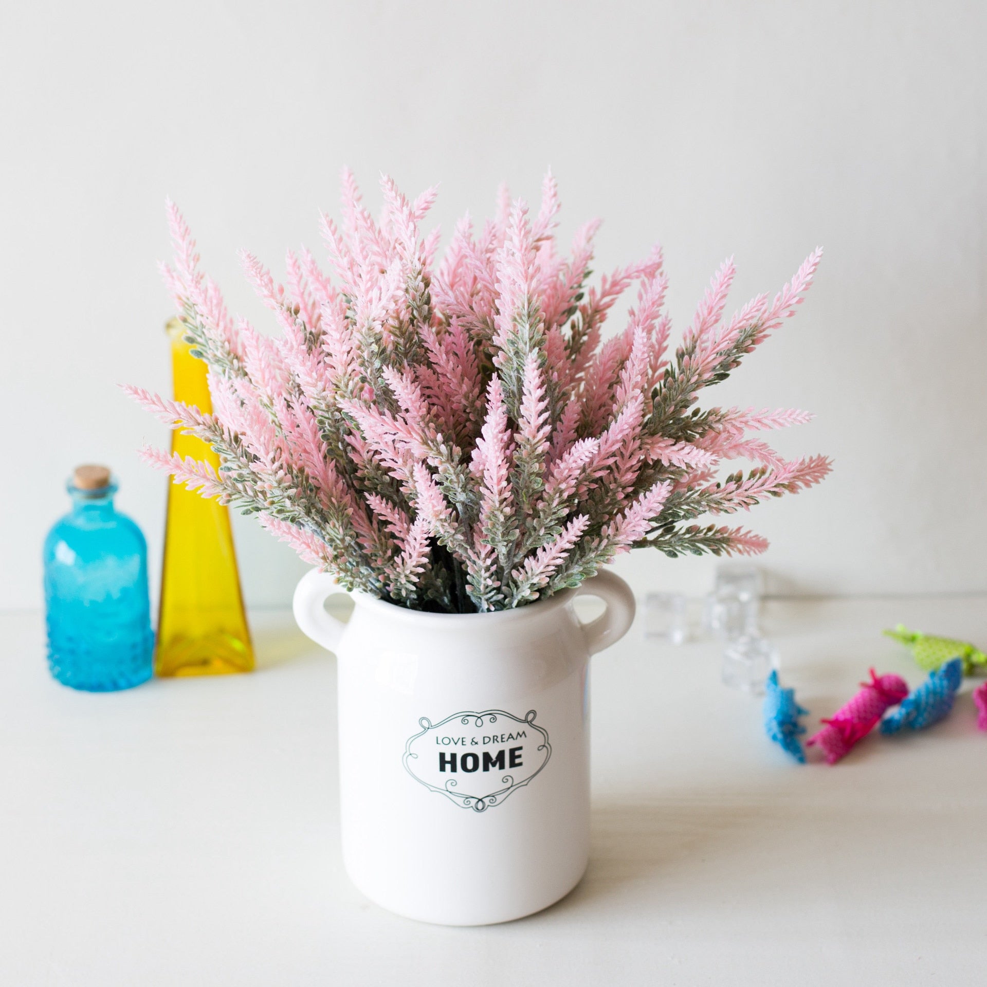 1 Bundle Romantic Provence Lavender Wedding Decorative Flower Vase for Home Decor Artificial Flowers Grain Christmas Fake Plant