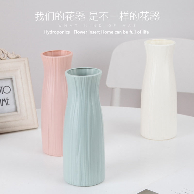 Plastic Flower Vase Decoration Home White Vases Imitation Ceramic Vase Flower Pot Decoration Nordic Style Flower Basket