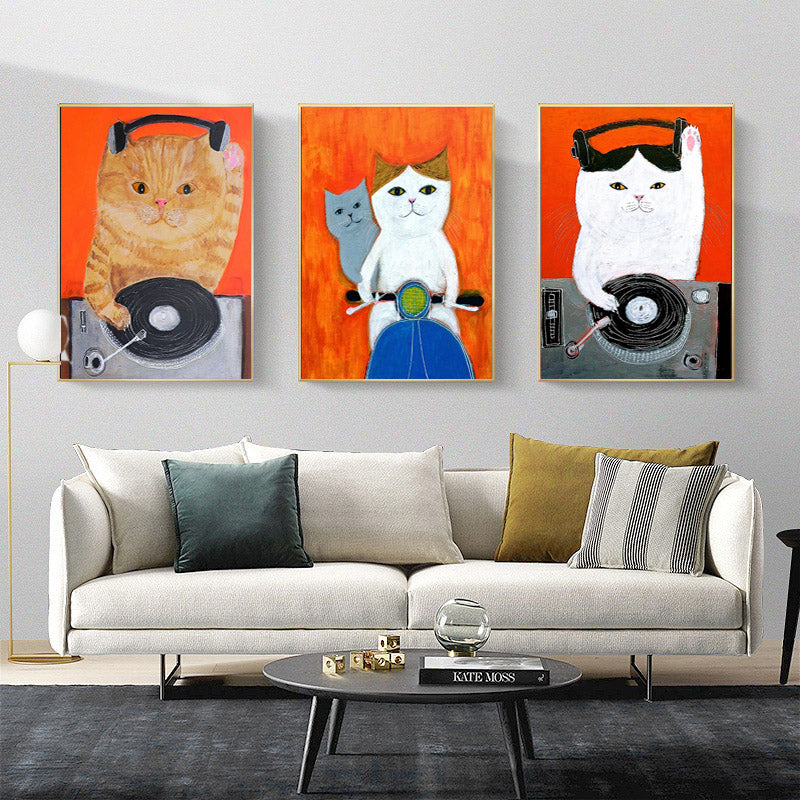Cartoon Cat Posters And Prints Canvas Oil Painting Wall Art Pictures For Living Room Kid's Bedroom Nursery Cuadros Home Decor