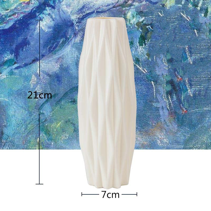 Origami Plastic Vase Milky White Ceramic Flower Pot Fl - Little Eudora