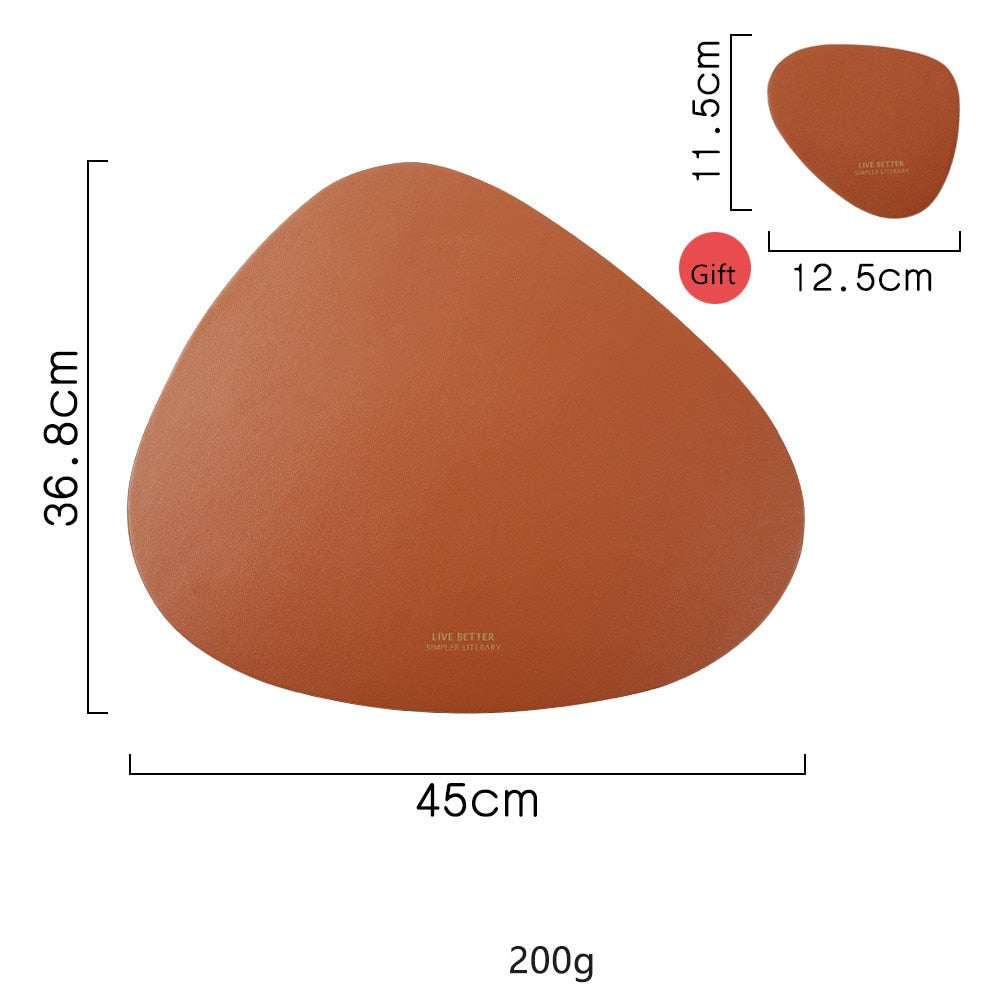 Tableware Pad Placemat Table Mat  PU Leather Heat Insulation Non-Slip Simple Placemats Disc Coaster Placemat for Dining Table