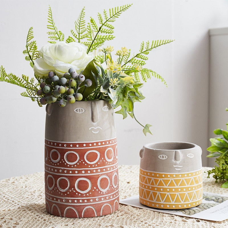 Home Decor artistical Ceramic Vase for Flowers Abstract Human Face Nordic Decoration Home Vase luxury Pot For Dried Flower