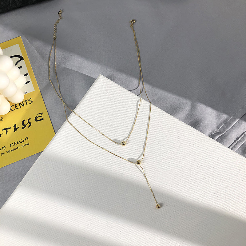 Kpop Fashion Gold color Choker Necklace Women Cute Girl Double Layer Chain statement Necklace for Women Jewelry Wholesale 2020