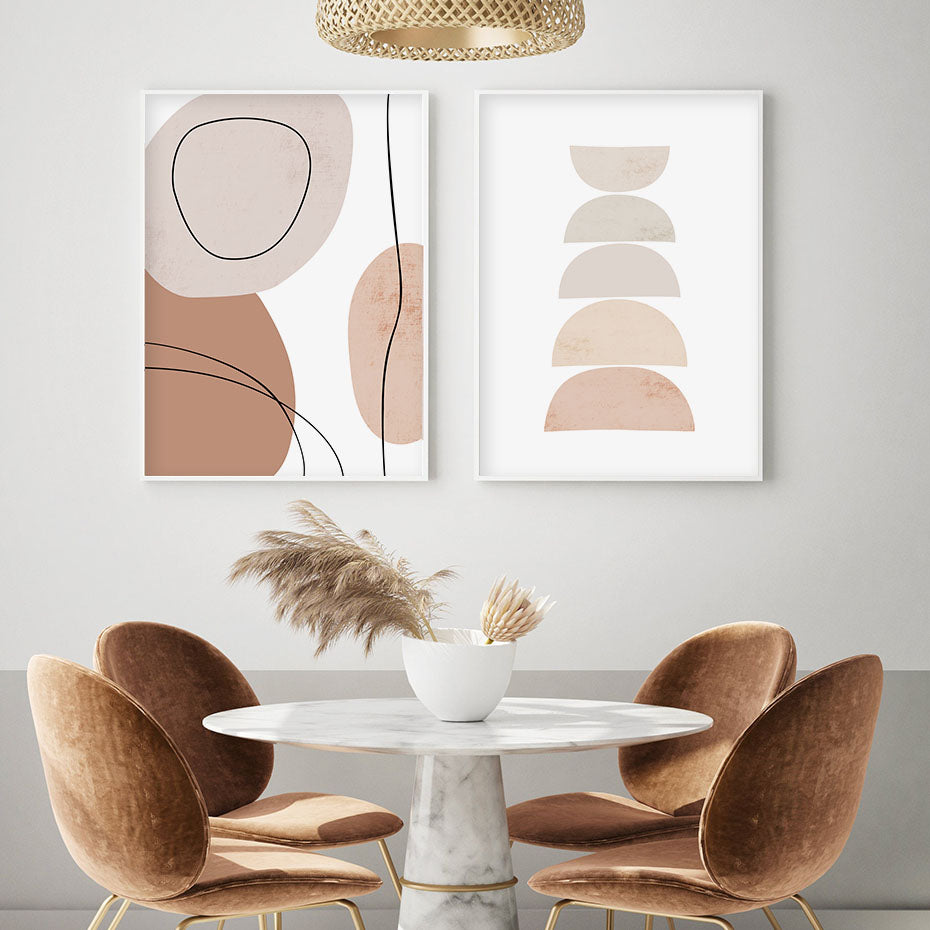 Abstract Geometric Brush Beige Boho Wall Art - Little Eudora