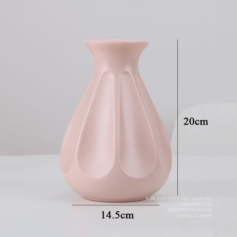 Plastic Flower Vase Decoration Home White Vases Imitation Ceramic Vase Flower Pot Decoration Nordic Style Flower Basket